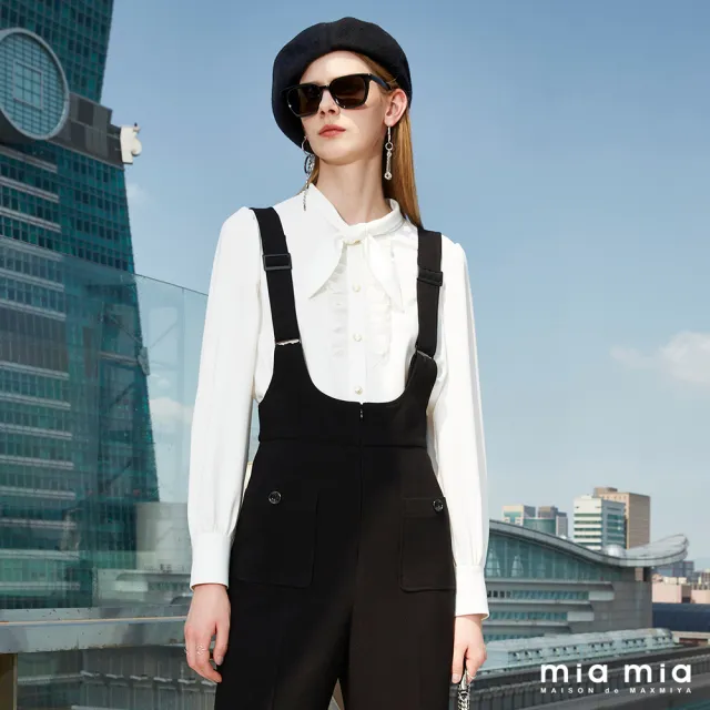 【mia mia】領巾綁帶小澎袖襯衫