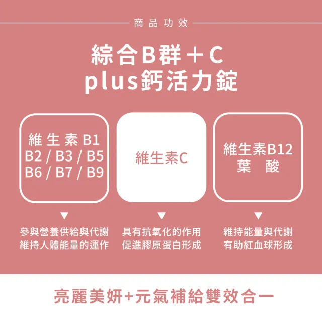 【Nature’s Truth 綠萃淨】綜合B群+C plus 鈣活力錠3瓶組(共300錠)