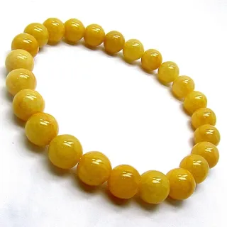 【小樂珠寶】頂級帝王黃黃翡8mm 翡翠玉石手珠手鍊AA59(質地溫潤色濃水足 起冰起剛)
