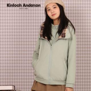 【Kinloch Anderson】金安德森女裝 假兩件拼接格紋保暖外套(KA1166019 淺綠/暗藍)