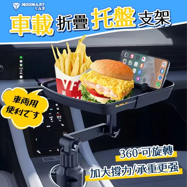 【木馬特實驗室】車用摺疊托盤 2入(車用伸縮餐盤 車用置物架 車用小餐桌 車用置物架 大餐盤)