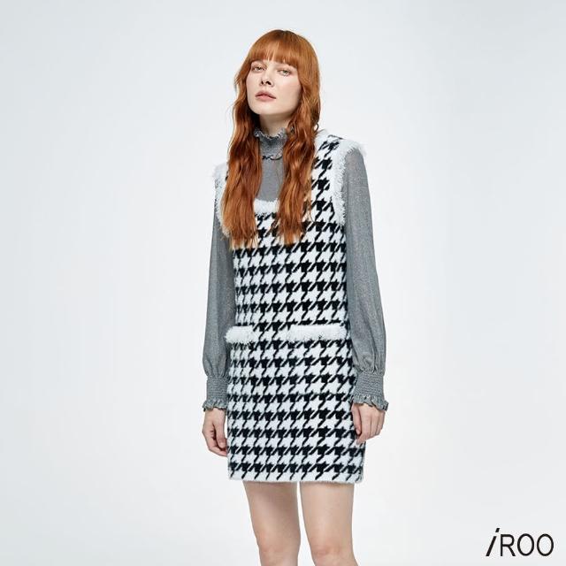 【iROO】千鳥格紋織花針織洋裝