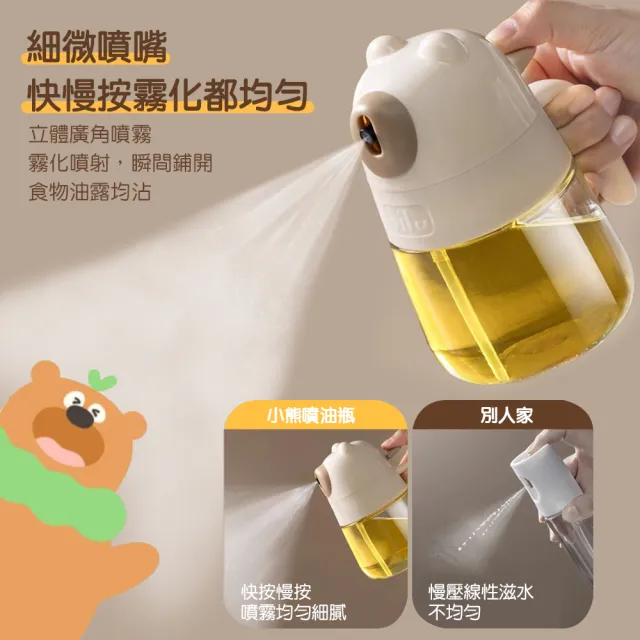 【WE CHAMP】小熊按壓式噴油瓶-300ML(噴油瓶 調料罐 噴霧油瓶)