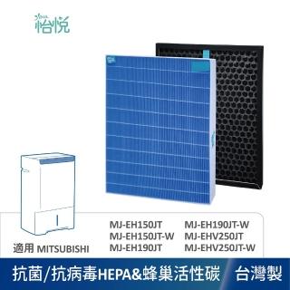 【怡悅】適用 三菱 Mitsubishi MJ-EH150JT/EH190JT/EHV250JT 抗病毒濾心1入 蜂巢活性碳1入(臺灣製造)