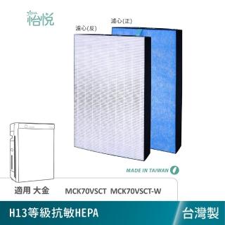 【怡悅】適用 Daikin 大金 MCK70VSCT-W MCK70 MCK70VSCTW 抗敏濾心1入 蜂巢活性碳1入(臺灣製造 抗敏版)