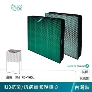 【怡悅】適用 3M FD-Y60L 6公升雙效空氣清淨除溼機 替代 Y-60F 抗病毒HEPA濾心(臺灣製造)