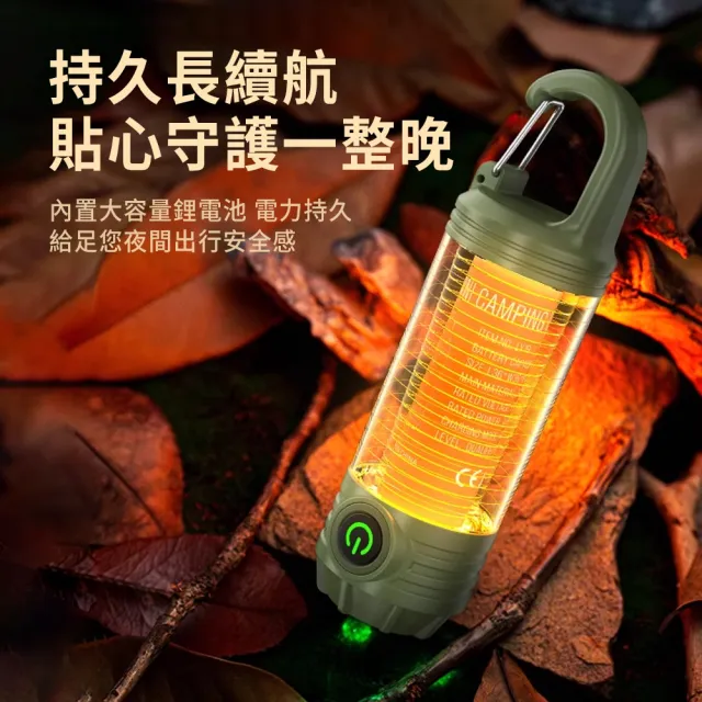 【AMKE】迷你多功能手電筒 便攜戶外紅光警示燈 LED隨身應急照明燈 探照燈(五種亮度/露營燈/帶掛鉤)