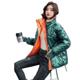 【A3】時尚短款亮面加厚保暖棉衣羽絨外套(時尚休閒 保暖柔軟舒適)