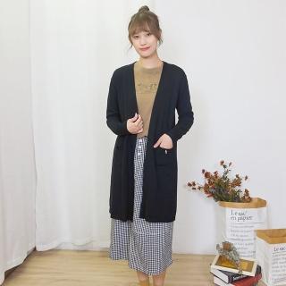 【Hana Mokuba】花木馬日系女裝簡約後開叉長版針織外套(外套)