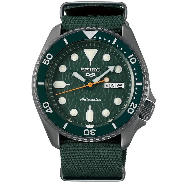 【SEIKO 精工】5 Sports系列 坑紋面盤機械腕錶/綠42.5mm(4R36-07G0H / SRPD77K1)