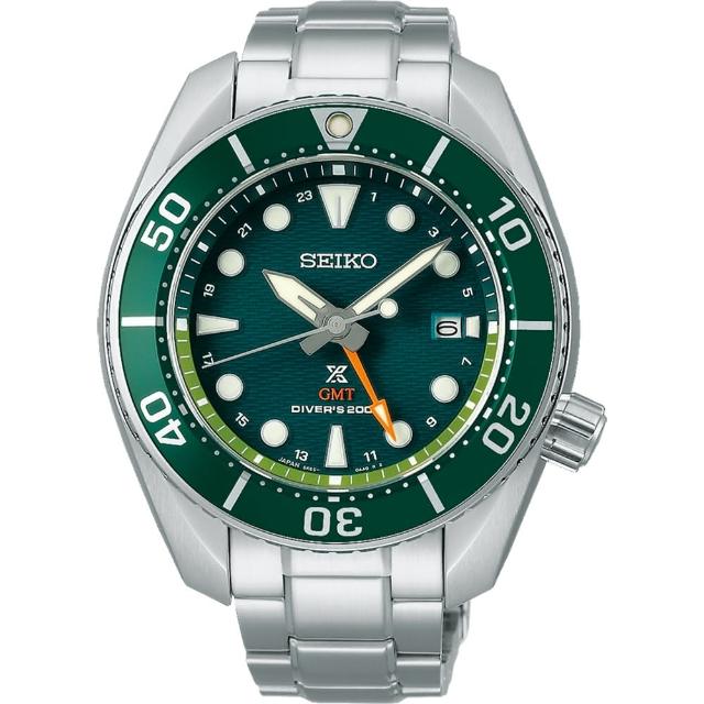 【SEIKO 精工】PROSPEX系列 Sumo GMT太陽能200米潛水錶/綠45mm(SFK003J1/5K65-0AA0G)
