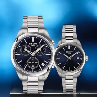 【TISSOT 天梭】PR 100 經典時尚對錶  手錶 情人節 禮物(T1504171104100+T1502101104100)
