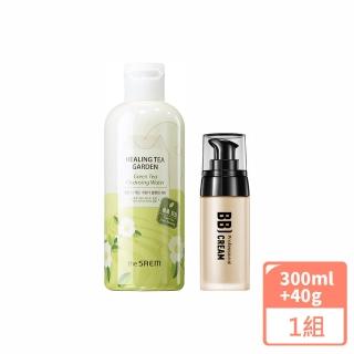 【韓國the SAEM】男士底妝清潔組(療癒茶園卸妝水300mlX1+男士多效修護BB霜X1)