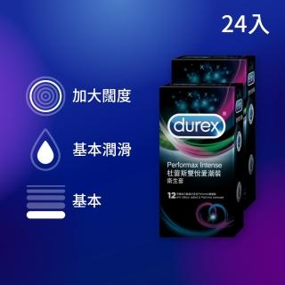 【Durex杜蕾斯】雙悅愛潮裝保險套12入*2盒(共24入)