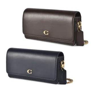【COACH】光滑小牛皮金屬C字翻蓋式鏈帶斜背/長夾兩用包(多色任選)