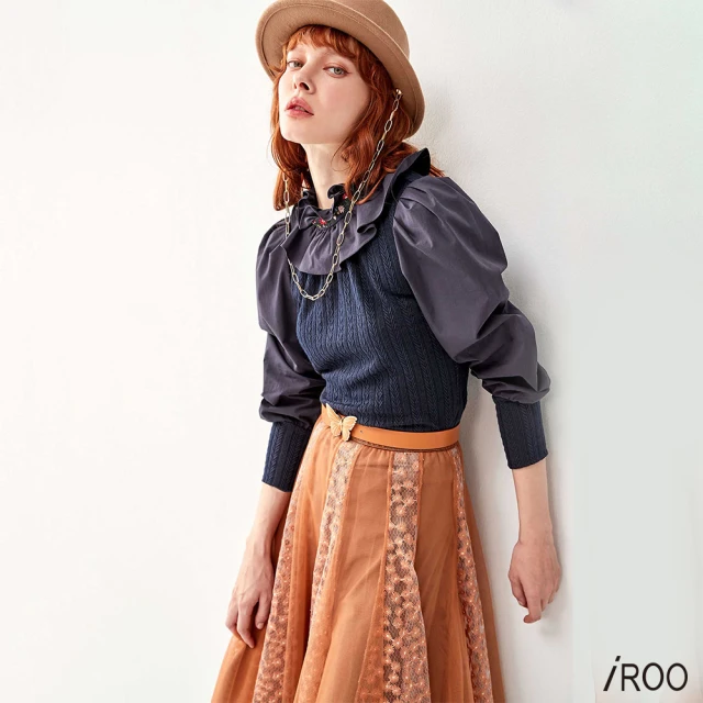 iROOiROO 領邊刺繡花朵上衣