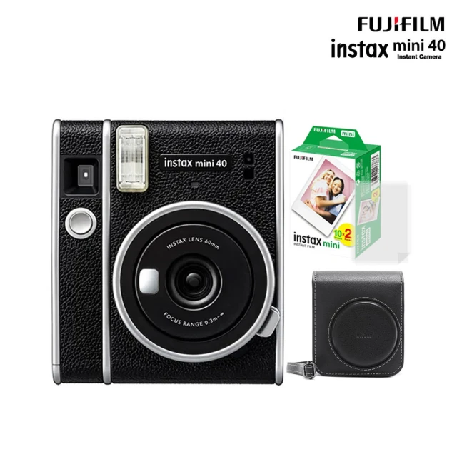 FUJIFILM 富士 instax mini 40 拍立得相機 原廠公司貨(原廠皮套20張底片透明保護套20入組合)