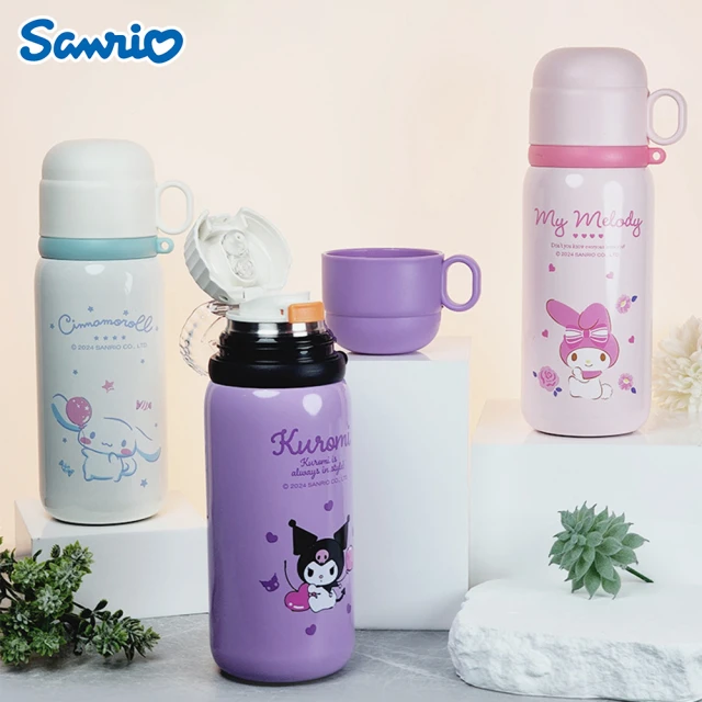 SANRIO 三麗鷗 三麗鷗家族316不鏽鋼三用保溫杯500ml(大耳狗/酷洛米/美樂蒂 附杯蓋)