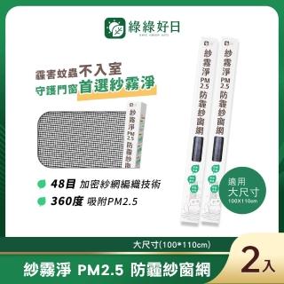 【Have Green Days 綠綠好日】紗霧淨PM2.5防霾紗窗網 100*110cm 2入(防塵可水洗)