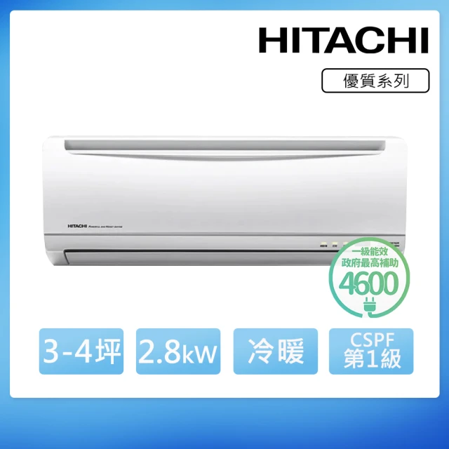 HITACHI 日立 4-5坪R410A 變頻冷暖優質型一對一冷氣(RAS-28YH/RAC-28YH)