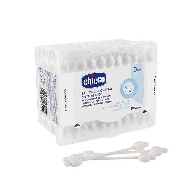 【Chicco】安全衛生護耳棉花棒90入(清潔 紙軸 耳道)