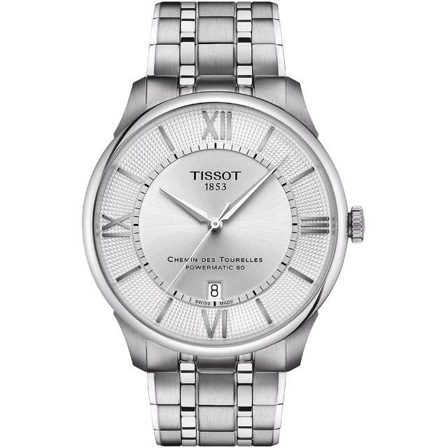 【TISSOT 天梭 官方授權】杜魯爾系列 80小時動力儲存機械腕錶-42mm/銀 情人節 禮物(T1394071103800)