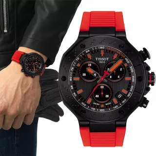【TISSOT 天梭】T-RACE 賽車運動概念計時錶-45mm 母親節 送禮(T1414173706101)