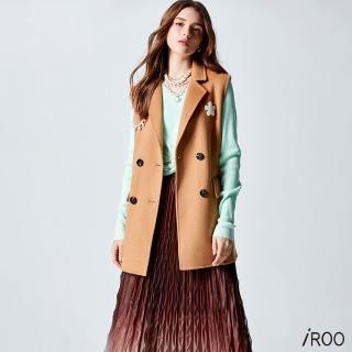 【iROO】羊毛呢背心式大衣