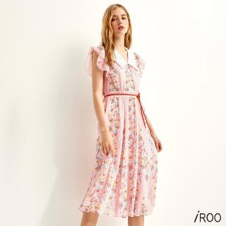 【iROO】輕盈飄逸金櫻子印花洋裝