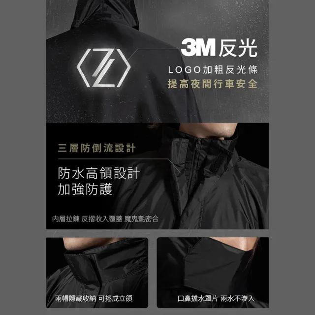 C2C快速穿脫側開雨衣-灰黑