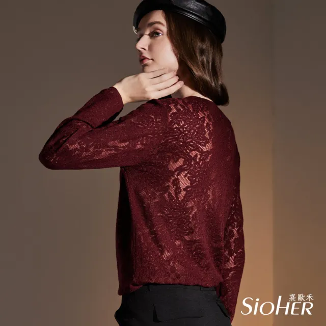 【SiOHER 熹歐禾】現貨 羊毛編織鏤空蕾絲精品上衣(女裝/半高領/羊毛上衣)