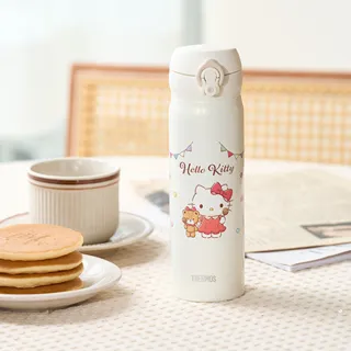 【THERMOS膳魔師】HelloKitty甜心巧克力不鏽鋼超輕量彈蓋真空保溫瓶500ml(JNL-504KT-CCCW)
