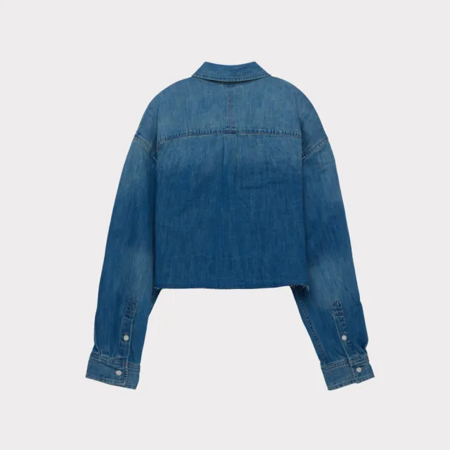 【LEVIS】女款 襯衫 短版襯衫 牛仔襯衫 丹寧襯杉 長袖襯衫 深藍刷白 上衣 熱賣單品 001BQ-0000