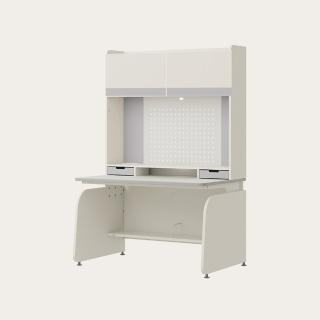 【iloom 怡倫家居】LINKI PLUS 1200型 4層側板型書桌組 螢幕架款(防撞邊條 含門板+LED 4色)