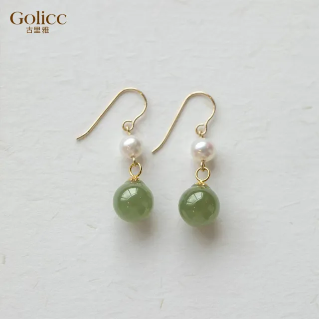 【Gulicc 古莉可】溫潤玉石氣質耳環(7夕情人節 生日 飾品 耳釘 耳飾 耳墜 禮物)