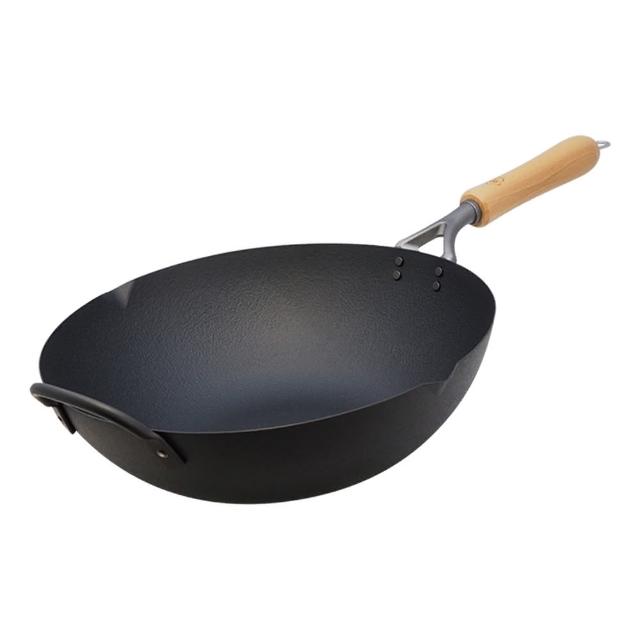 【IUSE】日本製 煌 凹凸雙面網紋炒鍋鐵鍋36cm