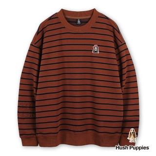 【Hush Puppies】男裝 上衣 橫條紋漁夫帽狗寬版上衣(咖啡 / 44110102)