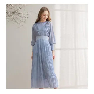 【IRIS 艾莉詩】純色假兩件縮腰長洋裝(46605)