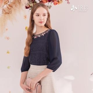 【IRIS 艾莉詩】花漾刺繡蕾絲上衣-2色(46905)