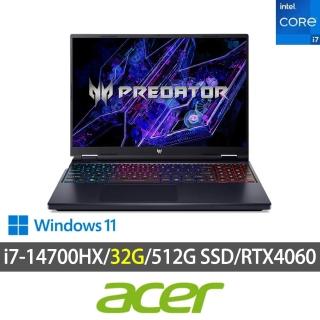 【Acer 宏碁】特仕版 16吋電競筆電(Predator/PHN16-72-76MR/i7-14700HX/16G+16G/512G SSD/RTX4060-8G/W11)