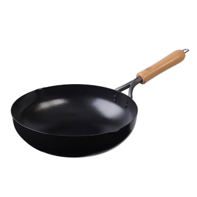 【IUSE】日本製 煌 雙面岩紋煎炒鐵鍋28cm(炒鍋/鐵鍋/單柄鍋)