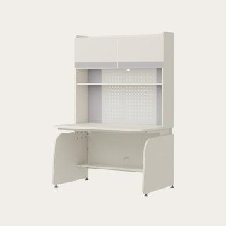 【iloom 怡倫家居】LINKI PLUS 1200型 4層側板型書桌組 層架款(ABS邊條 含門板+LED 4色)