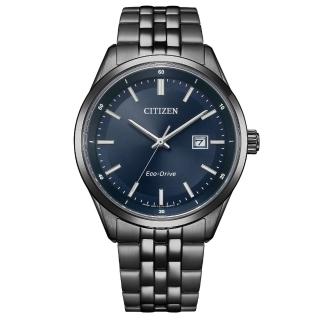 【CITIZEN 星辰】簡約紳士藍寶石鏡面光動能腕錶 禮物 手錶(BM7567-50L)
