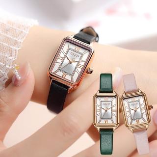 【JULIUS 聚利時】Joyce 皮革羅馬刻紋方形腕錶 JA-1478(三色/21X34mm)