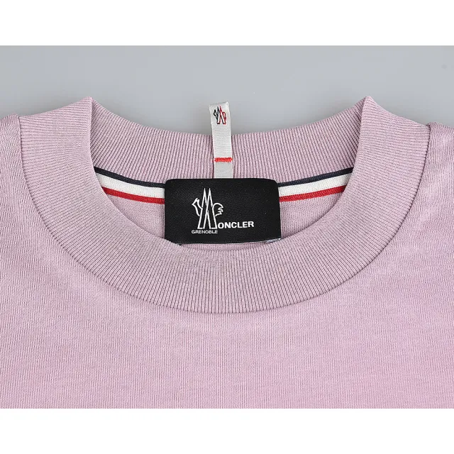 【MONCLER】MONCLER Grenoble顛倒橡膠LOGO純棉短袖T恤(女款/紫粉)