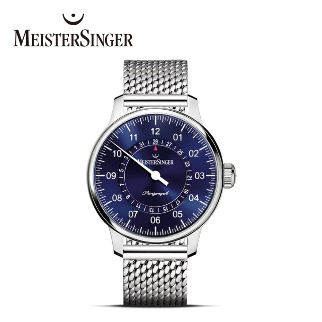 MeisterSinger 明斯特單指針 AM1008 BPerigraph 旭日藍 藍面自動械手錶(日期環 自動上鍊)