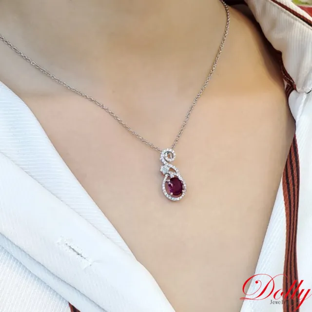 【DOLLY】14K金 緬甸紅寶石2.50克拉鑽石項鍊-003 高級訂製珠寶 奢華質感 浪漫送禮
