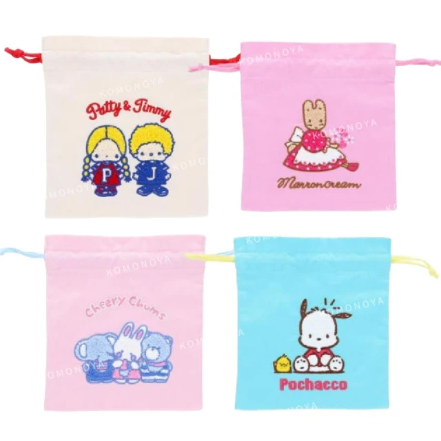 小禮堂 Sanrio 三麗鷗 棉質束口袋 - 復古系列 P&J 凱莉兔 兔媽媽(平輸品)