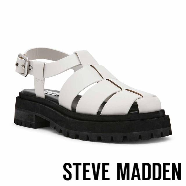 【steve madden】MARKET 羅馬寬帶厚底涼鞋(白色)