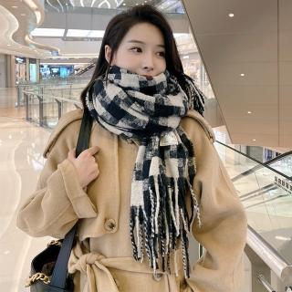 【MoonDy】618 披肩 韓國圍脖 千鳥紋圍巾 流蘇圍巾 仿羊絨圍巾 保暖毯 格子圍巾 仿羊絨披肩 情侶圍